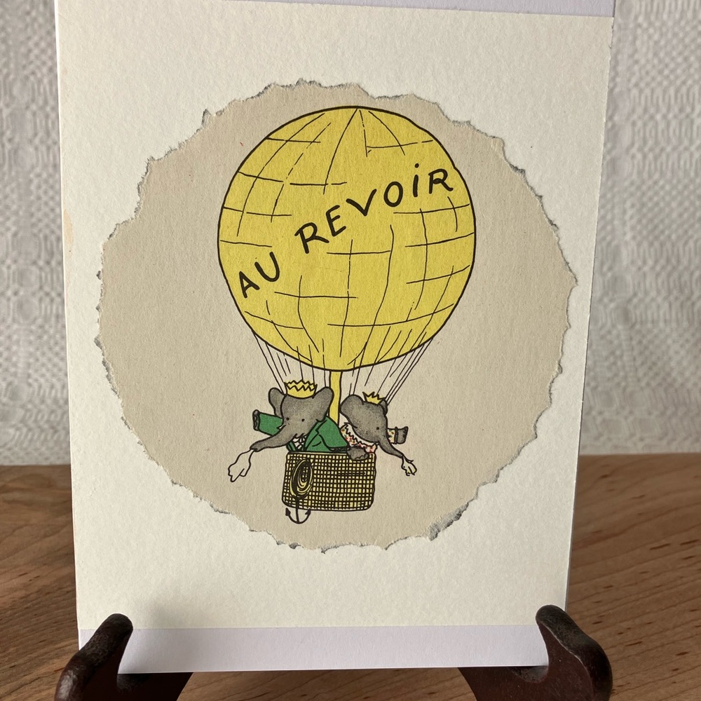 Elegant Yellow 'Au Revoir' Card